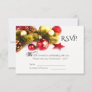 Feierliche Weihnachtshochzeit-RSVP-Karte Einladung