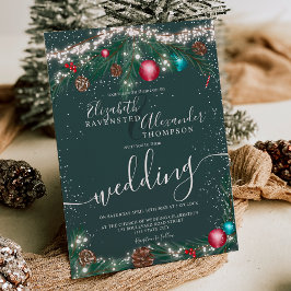 Feierliche Weihnachtslichter Pinienbranntwein Hoch Einladung