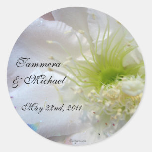 Feierliche Weiße Blume Hochzeit maßgeschneiderte U Runder Aufkleber