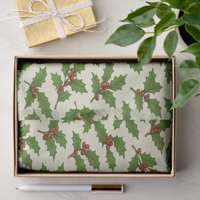 Feierliche Wiederholung von Weihnachten Holly Leaf Seidenpapier (Geschenk)