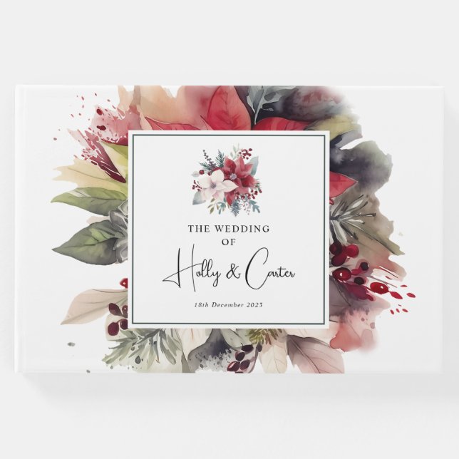 Feierliche Winter Florals Weihnachtsfeier Gästebuch (Vorderseite)