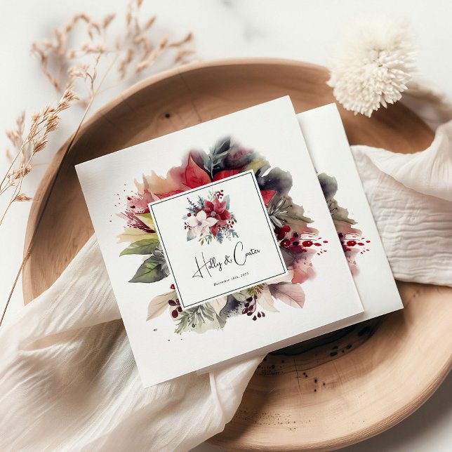 Feierliche Winter Florals Weihnachtsfeier Serviette (Von Creator hochgeladen)