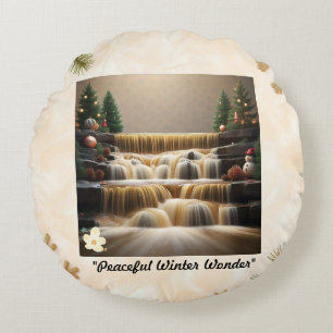 "Feierliche Winterfreude" Rundes Kissen