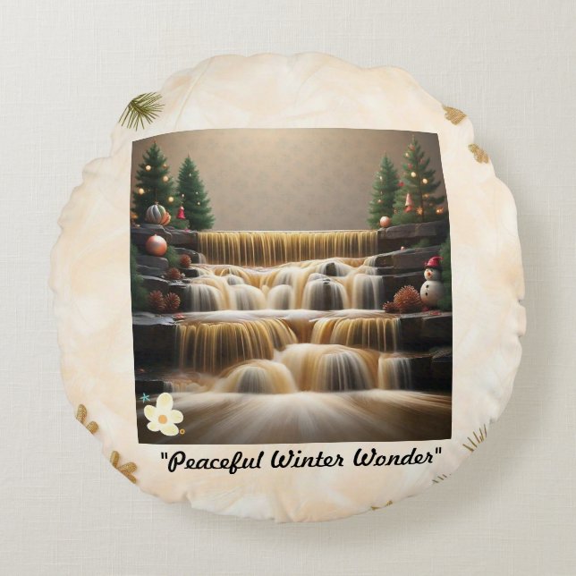 "Feierliche Winterfreude" Rundes Kissen (Vorderseite)