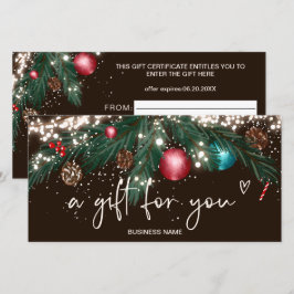 Feierliche Winterkränz-Logo Geschenkgutschein brau