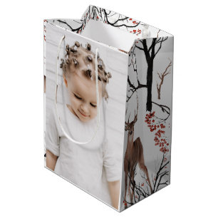Feierliche Winterruhe Zwei Fotos Weihnachten Mittlere Geschenktüte