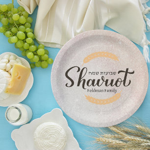 Feierliche Woche Shavuot Judenurlaub Hebräisch Pappteller
