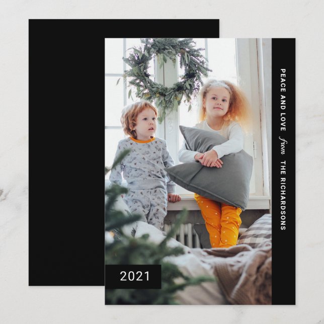 Feierliche Wünsche | Modernes One Foto Feiertagskarte (Vorne/Hinten)