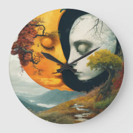 "Feierliche Zeit: Sun & Moon Wall Clock" Große Wanduhr
