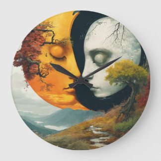 "Feierliche Zeit: Sun & Moon Wall Clock" Große Wanduhr