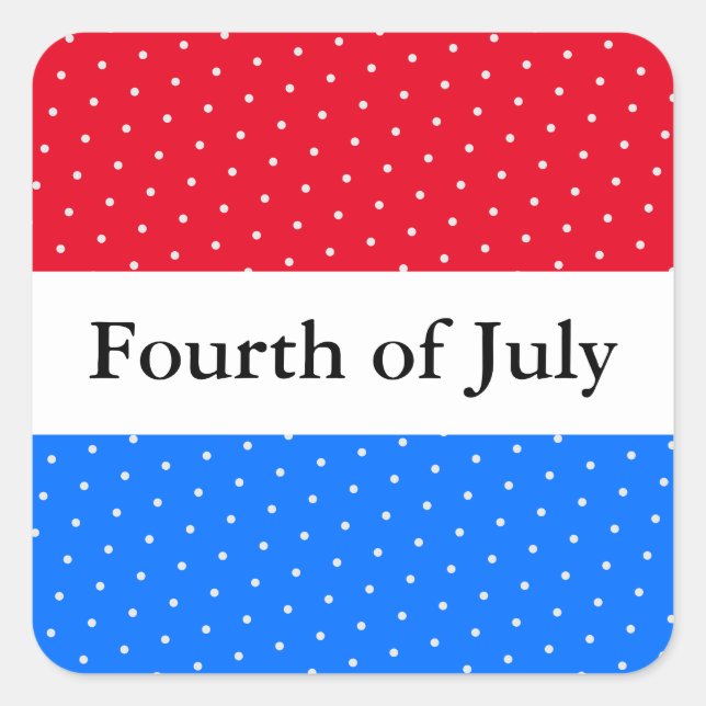 Feierlicher 4. Juli Hellrotes Weiß Streifen Punkte Quadratischer Aufkleber (Vorderseite)