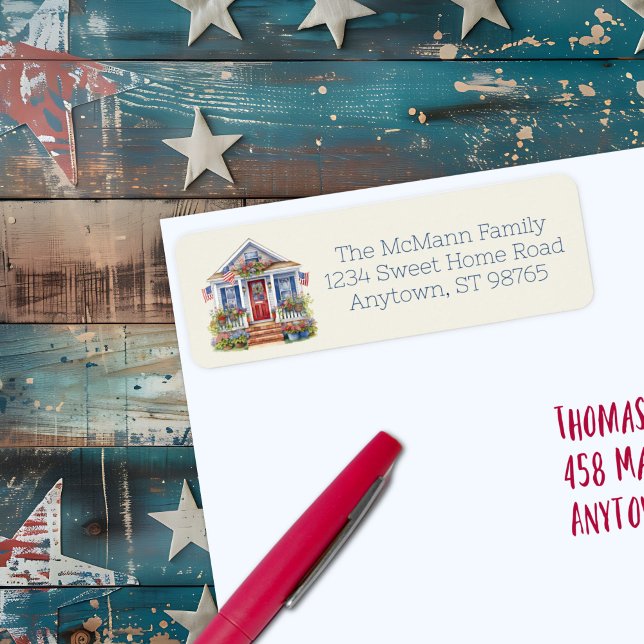Feierlicher 4. Juli Patriotic (Festive 4th of July Patriotic Return address label)