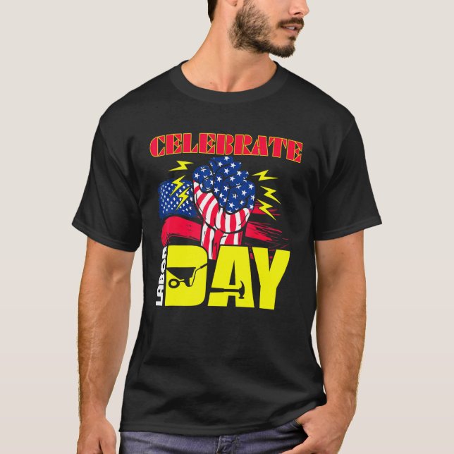 Feierlicher Arbeitstag Amerikanischer Flaggenarbei T-Shirt (Vorderseite)