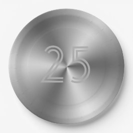 Feierlicher Chic Silver Gray 25-jähriges Bestehen Pappteller