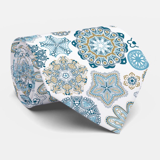 Feierlicher Chic Winter Mandala Schneeflocken Must Krawatte (Gerollt)