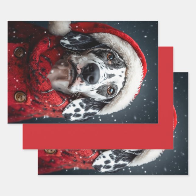 Feierlicher Dalmatiner im Santa Atoll Geschenkpapier Set (Set)