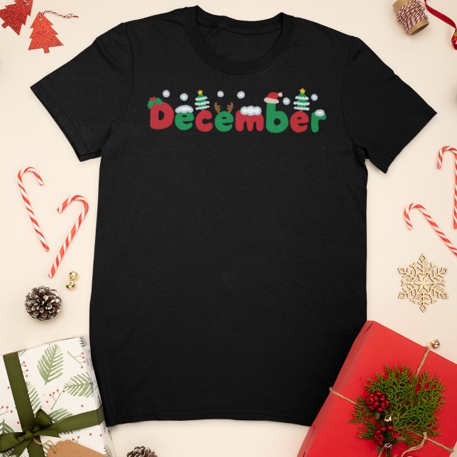Feierlicher Dezember HandGezeichnet T-Shirt (Von Creator hochgeladen)