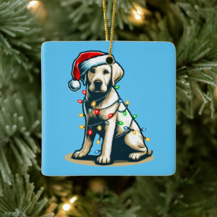 Feierlicher Feiertag Labrador Hund mit Weihnachtsl Keramikornament