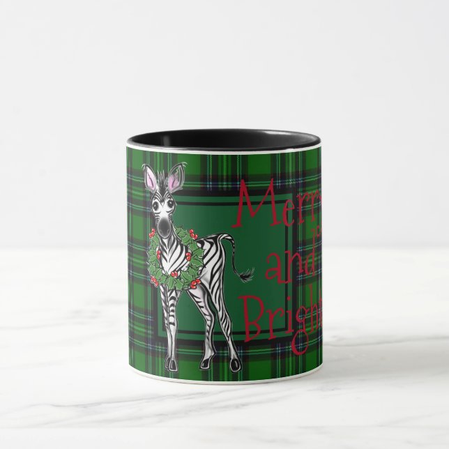 Feierlicher Feiertag Zebra Holly Kranz | grün kari Tasse (Zentrum)