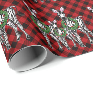 Feierlicher Feiertag Zebra Holly Kranz Roter Büf Geschenkpapier