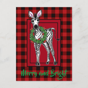 Feierlicher Feiertag Zebra Holly Kranz Roter Büf Postkarte