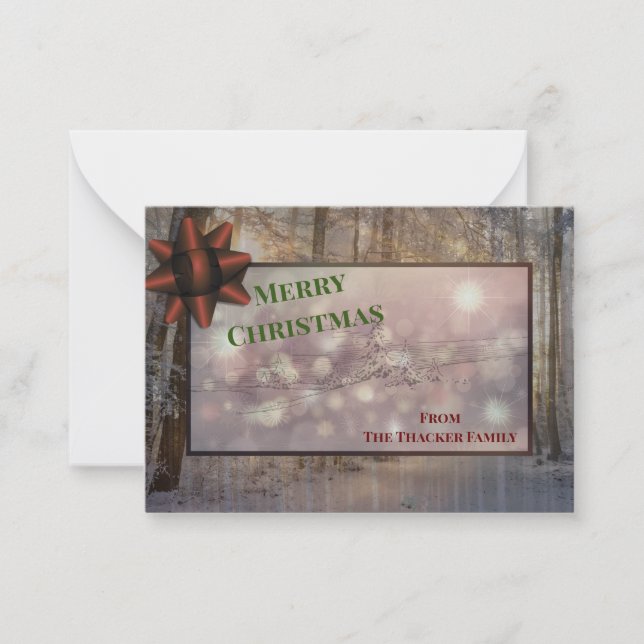 Feierlicher Frost und Sparkle: Sonnenbeleuchtete U Mitteilungskarte (Vorderseite)