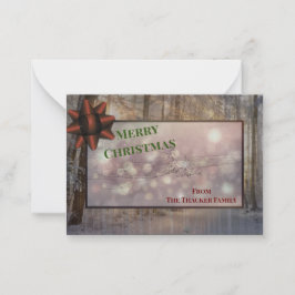 Feierlicher Frost und Sparkle: Sonnenbeleuchtete U Mitteilungskarte