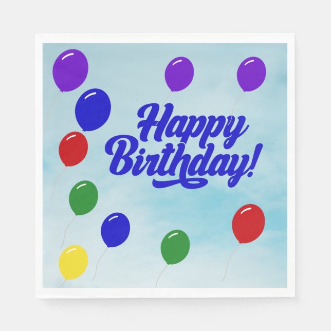 Feierlicher Geburtstag mit Ballons Serviette (Vorderseite)