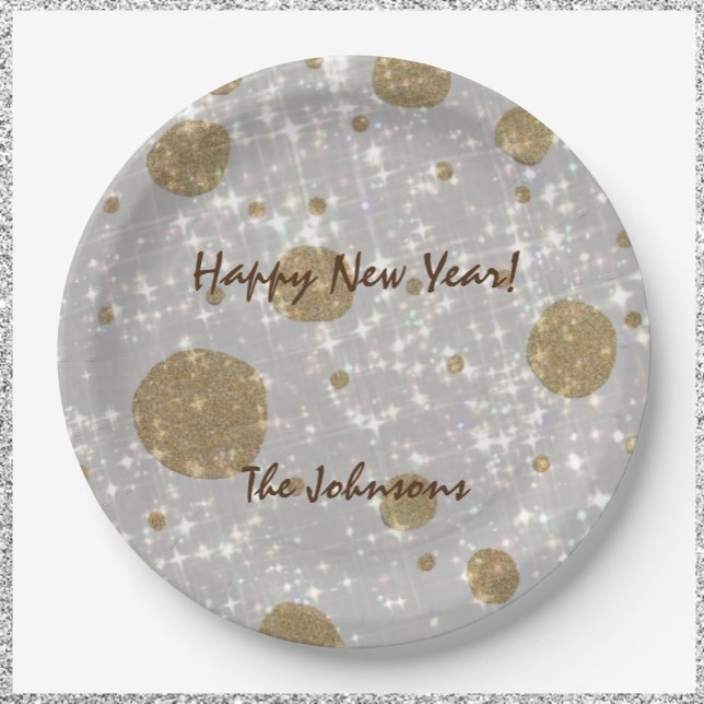 Feierlicher Glitzer zum neuen Jahr Pappteller (See the whole collection here: https://www.zazzle.com/collections/happy_new_year-119238386501833222?)