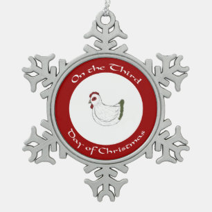 Feierlicher Hen Dritter Tag der Weihnachtsverzieru Schneeflocken Zinn-Ornament