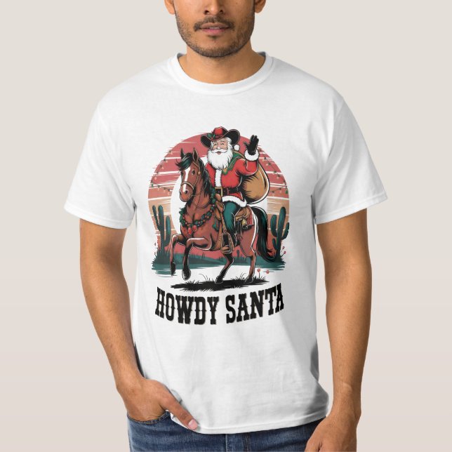 Feierlicher Howdy Santa Cowboy Style: Wild West Dr T-Shirt (Vorderseite)