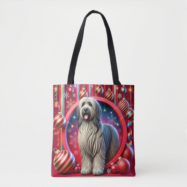 Feierlicher Hund mit Weihnachtsdekorationen (Vorderseite)