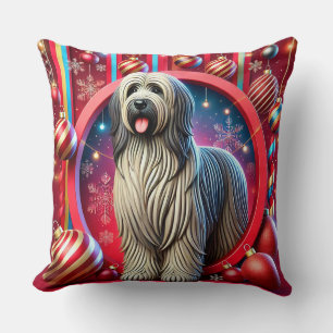 Feierlicher Hund mit Weihnachtsdekorationen Kissen