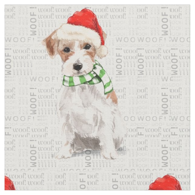 Feierlicher Jack Russell Terrier Weihnachten Stoff (Nahaufnahme)