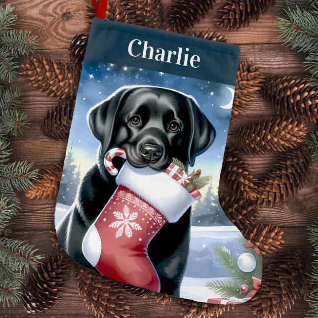 Feierlicher Labrador Retriever Schwarzer Hund Kleiner Weihnachtsstrumpf (Von Creator hochgeladen)