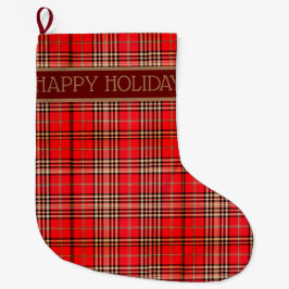 Feierlicher Red Tartan Weihnachts-Strumpf Großer Weihnachtsstrumpf