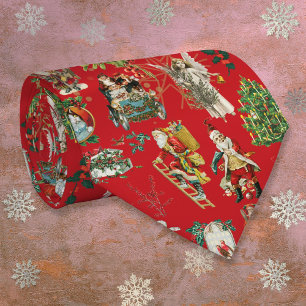 Feierlicher Red Vintag Retro Weihnachtsspass Krawatte