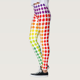 Feierlicher Regenbogen der Farbe große Polka Punkt Leggings