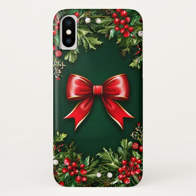 Feierlicher Roter Bow mit lebendiger Urlaubsatmosp Case-Mate iPhone Hülle (Rückseite)