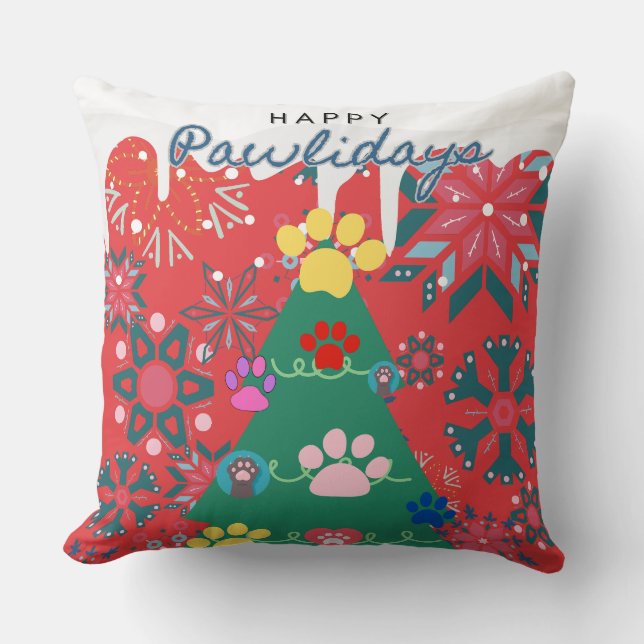 Feierlicher, roter Weihnachtsbaum mit Kuppelschmuc Kissen (Vorderseite)