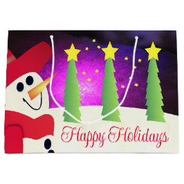 Feierlicher Schneemann mit Rot Große Geschenktüte