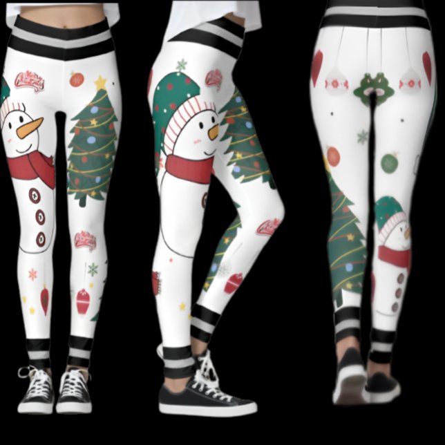 Feierlicher Schneemann & Weihnachtsbaum Pattern Ur Leggings (Von Creator hochgeladen)