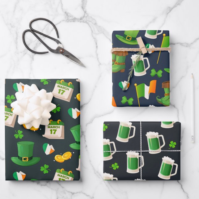 Feierlicher St. Patrick's Day Geschenkpapier Set (Vorderseite)