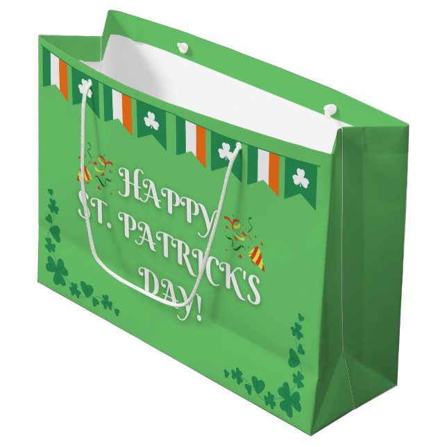 Feierlicher St. Patricks Day Green Große Geschenktüte (Vorderseite Schrägansicht)