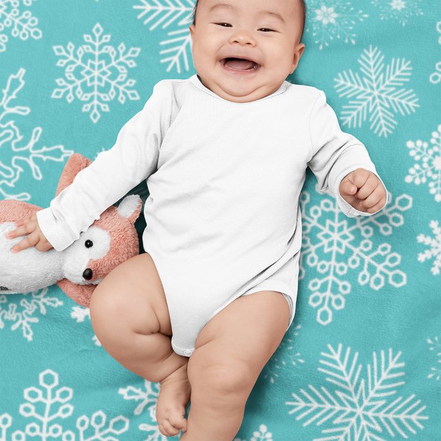 Feierlicher türkisfarbener Winter-Schneeflocken-Pa Fleecedecke (Von Creator hochgeladen)