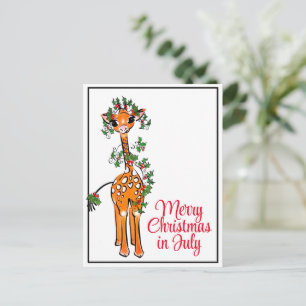 Feierlicher Urlaub Giraffe Frohe Weihnachten im Ju Postkarte