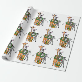 Feierlicher Urlaub Giraffe, Zebra, Tiger Geschenkpapier