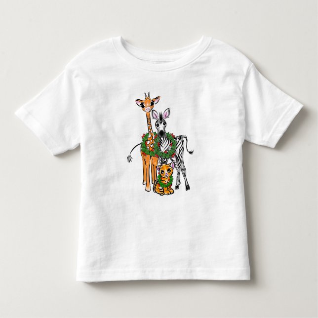 Feierlicher Urlaub Giraffe, Zebra, Tiger Kleinkind T-shirt (Vorderseite)