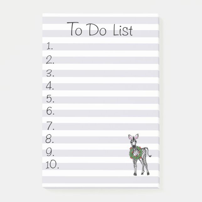 Feierlicher Urlaub Zebra Illustration, Urlaub Zebr Post-it Klebezettel (Vorderseite)