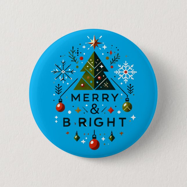 Feierliches fröhliches und helles Weihnachtsbaumde Button (Vorderseite)